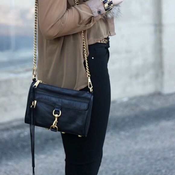 REBECCA MINKOFF Black & Gold MAC Crossbody Bag - Picture 2 of 5